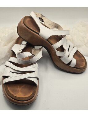 Dansko White Leather Strappy Wedge Sandals | Made in Portugal | Size 38